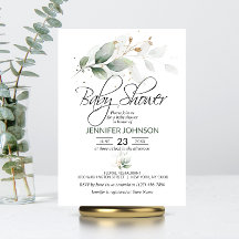 Vattenfärgad botaniskt kolvstubin Greenery Baby Sh