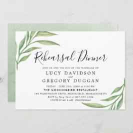 Vattenfärgad botaniskt Löv Rehearsal Dinner Inbjudningar