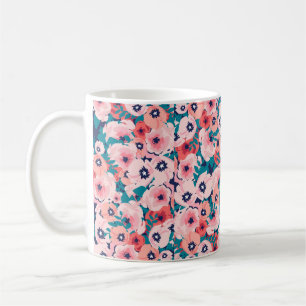 Vattenfärgad bukett av blommor, sömlösa mönster kaffemugg
