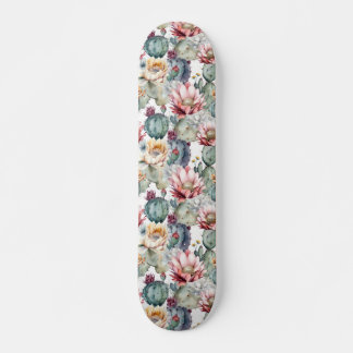 Vattenfärgad Cacti Blooming Succulations Mini Skateboard Bräda 18,5 Cm