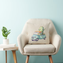 Vattenfärgad Cacti i Retro Lastbil Kudde