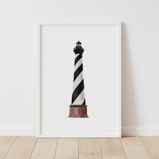 Vattenfärgad Cape Hatteras Lighthouse Nautical Dec Poster (Skapare uppladdad)