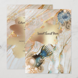 Vattenfärgad chic för vattenfärg i guld vid Nautis Inbjudningar