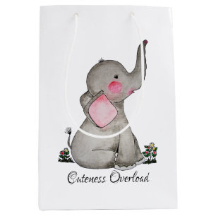 Vattenfärgad cute Baby-elefant med  och blommande