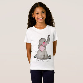 Vattenfärgad cute Baby-elefant med och blommande T-shirt