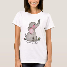 Vattenfärgad cute Baby-elefant med och blommande Tee