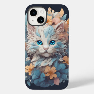 Vattenfärgad Cute Blommigt Cat Stänk