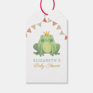 Vattenfärgad cute Frog Baby Shower Presentetikett