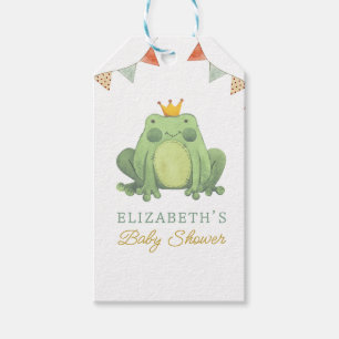 Vattenfärgad cute Frog Baby Shower Presentetikett
