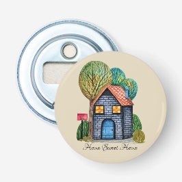 Vattenfärgad cute Home Sweet Home Art Flasköppnare