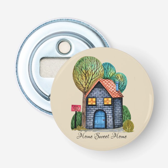 Vattenfärgad cute Home Sweet Home Art Flasköppnare (Framsidan)