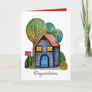 Vattenfärgad cute Home Sweet Home Art Kort