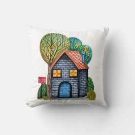 Vattenfärgad cute Home Sweet Home Art Kudde