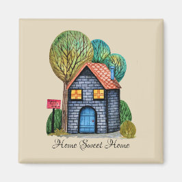 Vattenfärgad cute Home Sweet Home Art Magnet