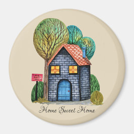 Vattenfärgad cute Home Sweet Home Art Magnet