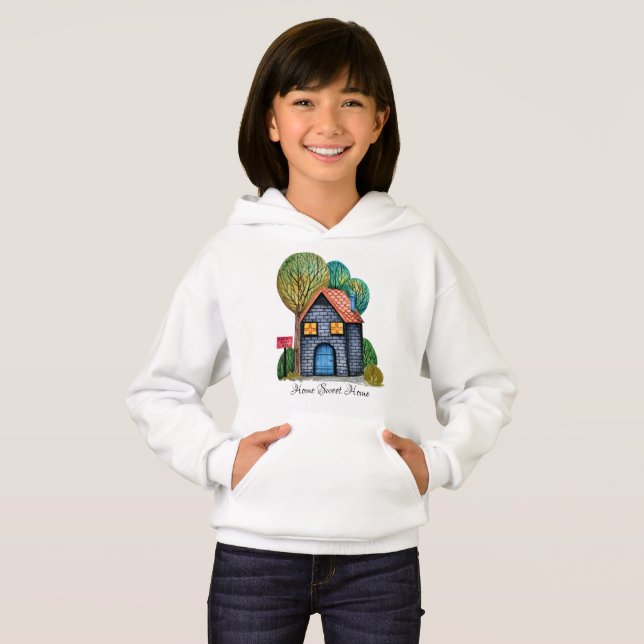 Vattenfärgad cute Home Sweet Home Art T Shirt (Hel framsida)