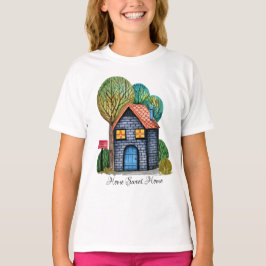Vattenfärgad cute Home Sweet Home Art T Shirt