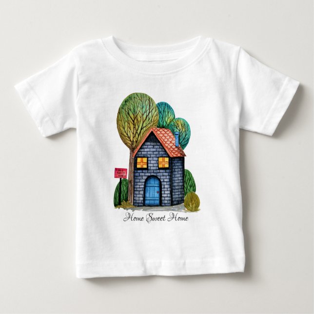 Vattenfärgad cute Home Sweet Home Art T Shirt (Framsida)