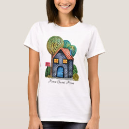 Vattenfärgad cute Home Sweet Home Art T Shirt