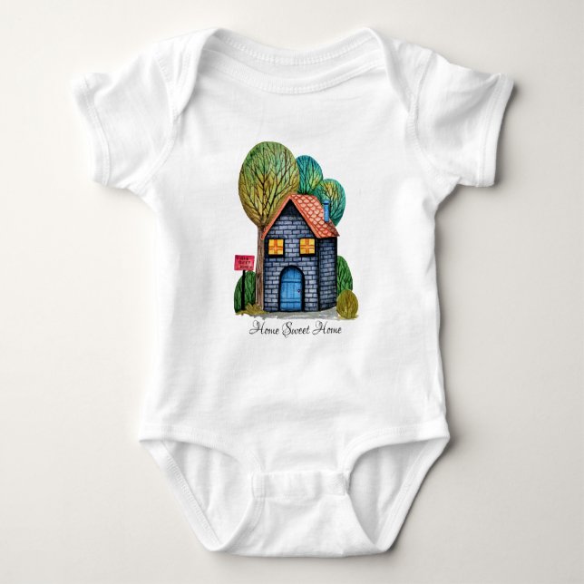 Vattenfärgad cute Home Sweet Home Art T Shirt (Framsida)