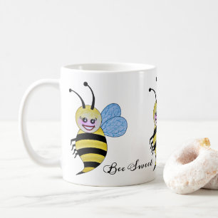 Vattenfärgad cute-honungsbin med Lycklig-sjömil Kaffemugg