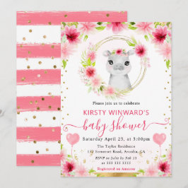 Vattenfärgad Cute Jungle Hippo Baby Shower Inbjudningar