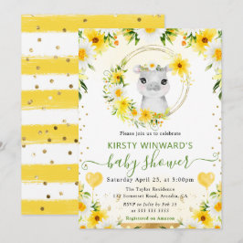 Vattenfärgad Cute Jungle Hippo Baby Shower Inbjudningar