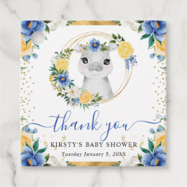 Vattenfärgad Cute Jungle Hippo Blommigt Baby Showe Gåvor Etiketter