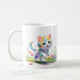 Vattenfärgad cute-katt kaffemugg