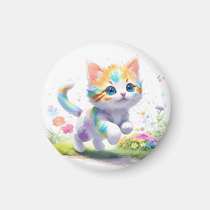 Vattenfärgad cute-katt magnet