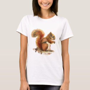 Vattenfärgad Cute Red Squirrel Animal Natur T Shirt