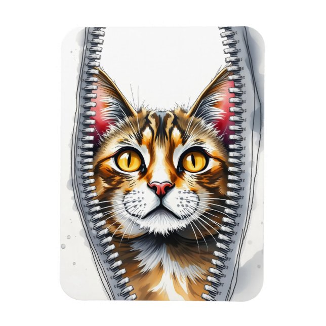 Vattenfärgad cute-samling, vacker modern katt magnet (Vertikal)