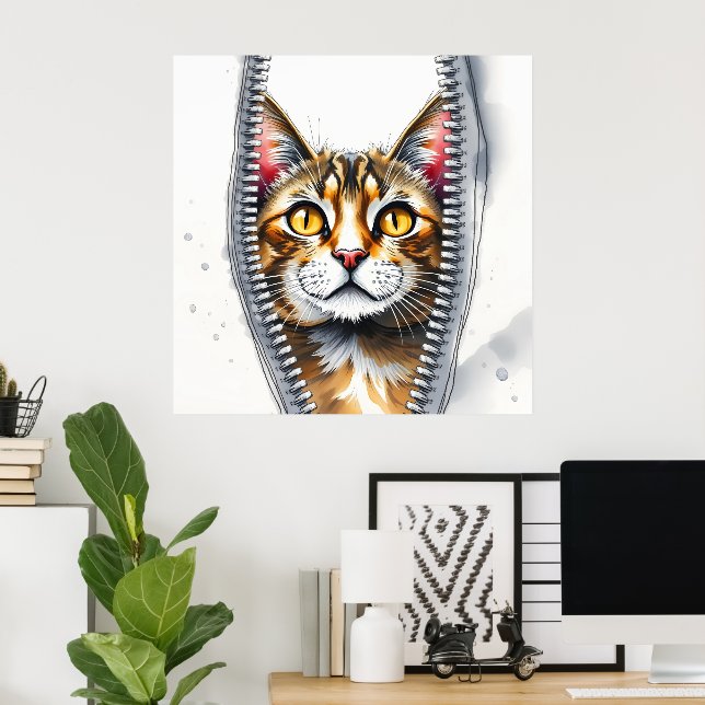 Vattenfärgad cute-samling, vacker modern katt poster (Hemmakontoret)