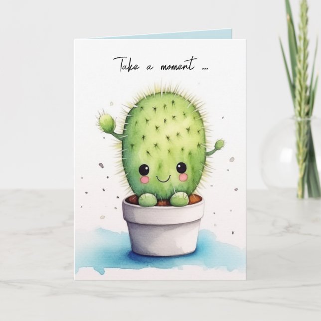 Vattenfärgad cute Succulent Kort (Framsida)