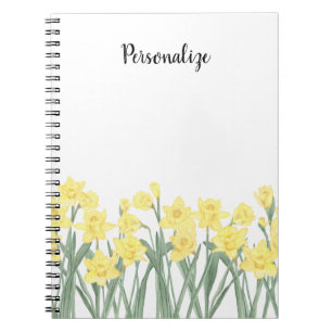 Vattenfärgad Daffodil-Blommigt Anteckningsbok