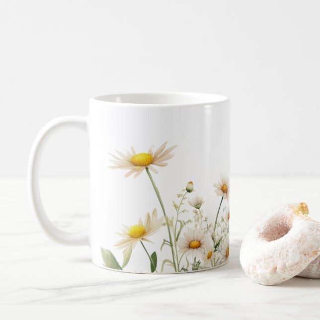 Vattenfärgad Daisy blomma Kaffemugg (Med munk)
