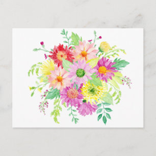 Vattenfärgad daisy bouquet vykort