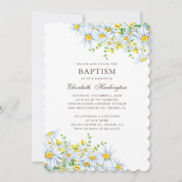 Vattenfärgad daisy. Land blommor. Blommigtens bapt Inbjudningar