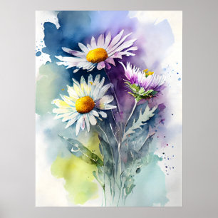 Vattenfärgad Daisy Poster