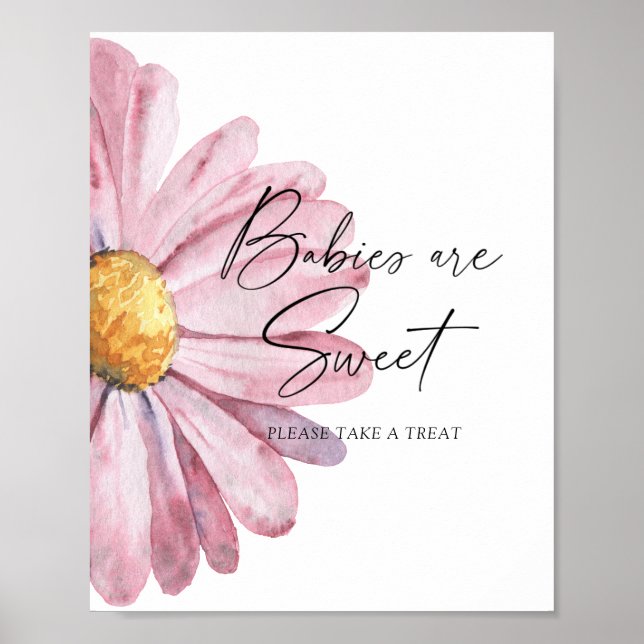 Vattenfärgad Daisy - spädbarn är söt poster (Framsidan)