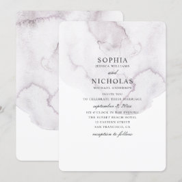 Vattenfärgad damm i bröllop. Elegant enkel lavende Inbjudningar