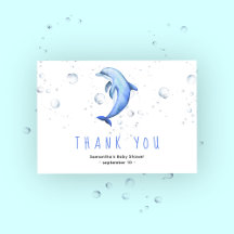 Vattenfärgad delfin - tack för att du duschade bar