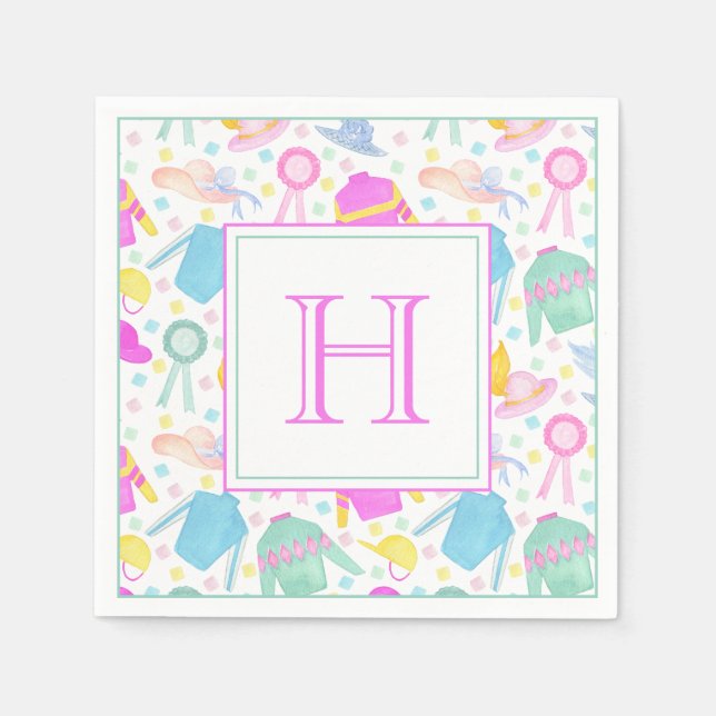 Vattenfärgad derby Jerseys & Hats Monogram Pappersservett (Framsidan)