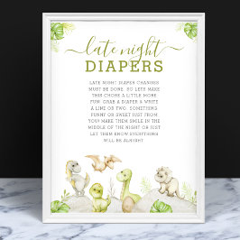 Vattenfärgad dinosaur Baby Shower Late Night Dight Poster
