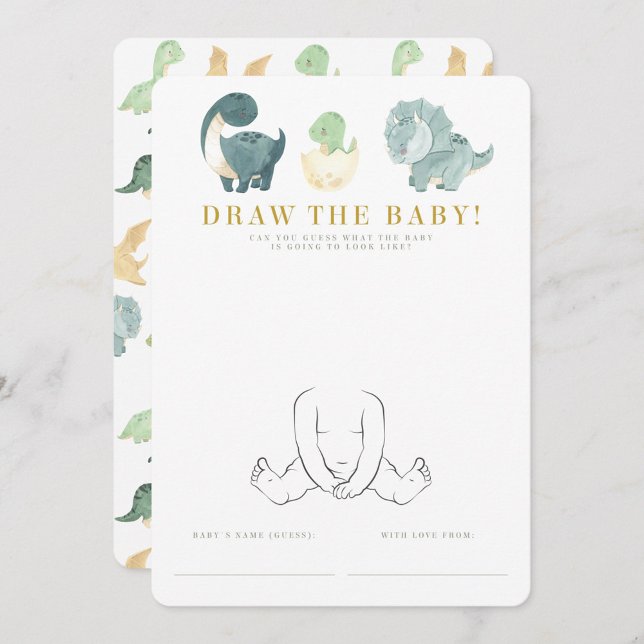 Vattenfärgad dinosaur Baby Shower-spel Inbjudningar (Skapare uppladdad)