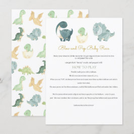 Vattenfärgad dinosaur Baby Shower-spel Tilläggskort