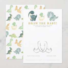 Vattenfärgad dinosaur Baby Shower-spel Tilläggskort