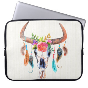 Vattenfärgad djurfjällig Skull Laptop Fodral