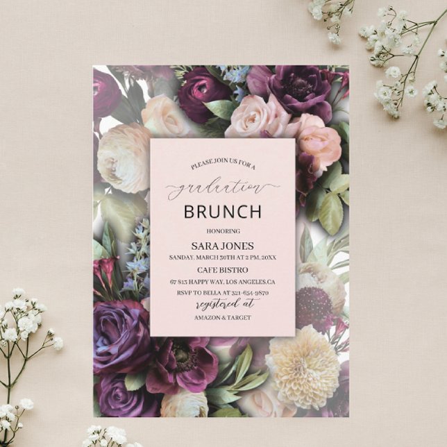 Vattenfärgad Elegant blå lila rosa blommor gravid Inbjudningar (Skapare uppladdad)