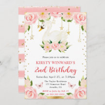 Vattenfärgad Elegant Blommigt Svan födelsedag